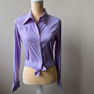 Vertigo Women’s Stretch Lavender Button Down Shirt, Small